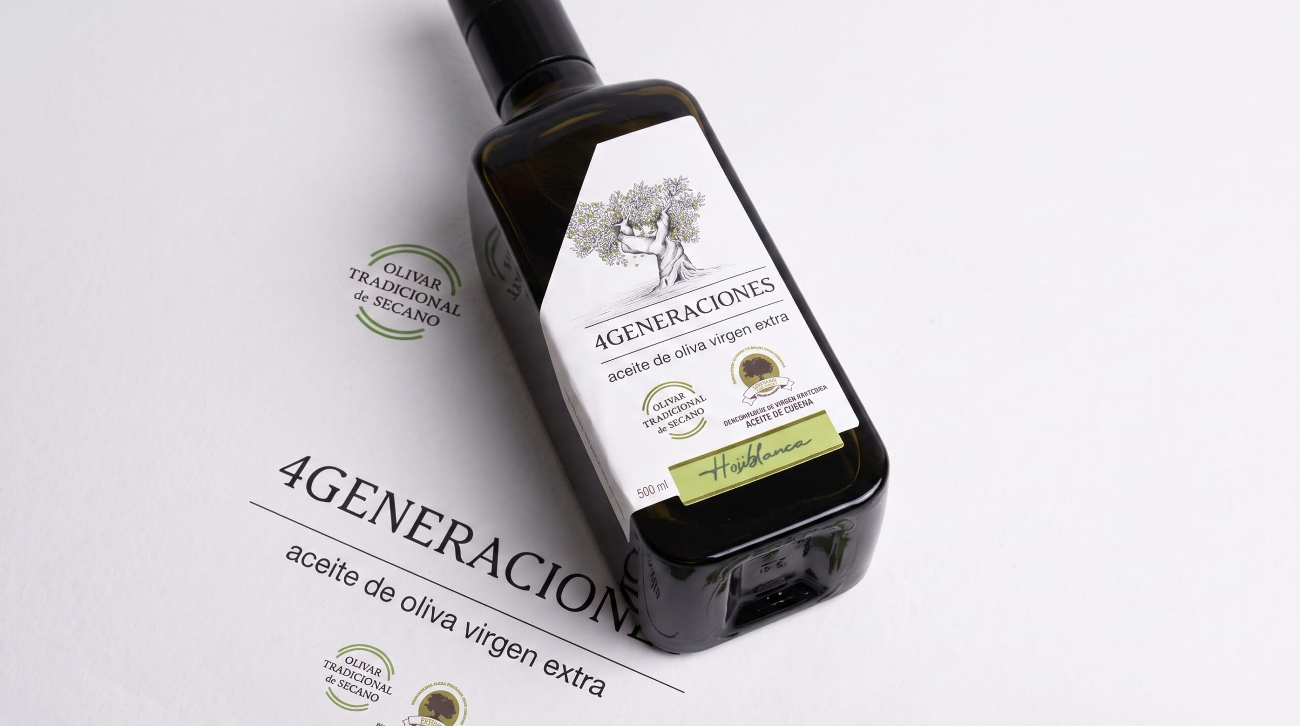 Aceite de oliva virgen extra 4 Generaciones, variedad Hojiblanca